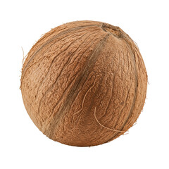 Whole fresh coconut with hard brown shell isolated on a Transparent background