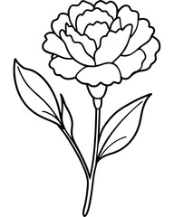 A simple line drawing of a blooming flower with leaves, emphasizing natural beauty.