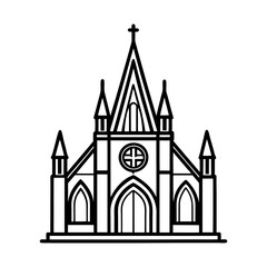 gothic church vector icon design. detailed medieval cathedral illustration. realistic stone architecture icon.