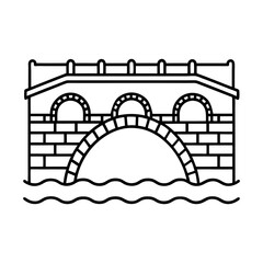historic stone arch bridge icon DESIGN. elegant vector bridge over river. timeless infrastructure logo design.