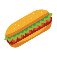 A colorful sandwich with lettuce and toppings, showcasing food design.