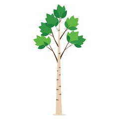 A stylized illustration of a tree with green leaves and a light-colored trunk.