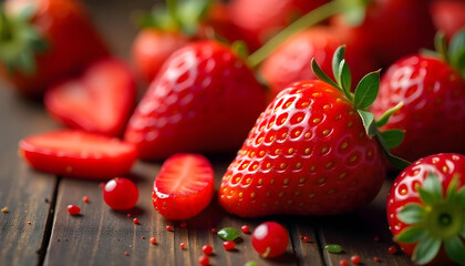 The Vibrant Red And Natural Texture Of Strawberries In Fine Detail Background