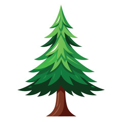 Obraz premium A stylized green pine tree with layered foliage on a white background.