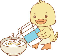Cute Duck vector icon. Funny baby Duck animal series stock illustration. life of fluffy Duck designs.
