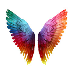 Obraz premium rainbow paide wings on a transparent background