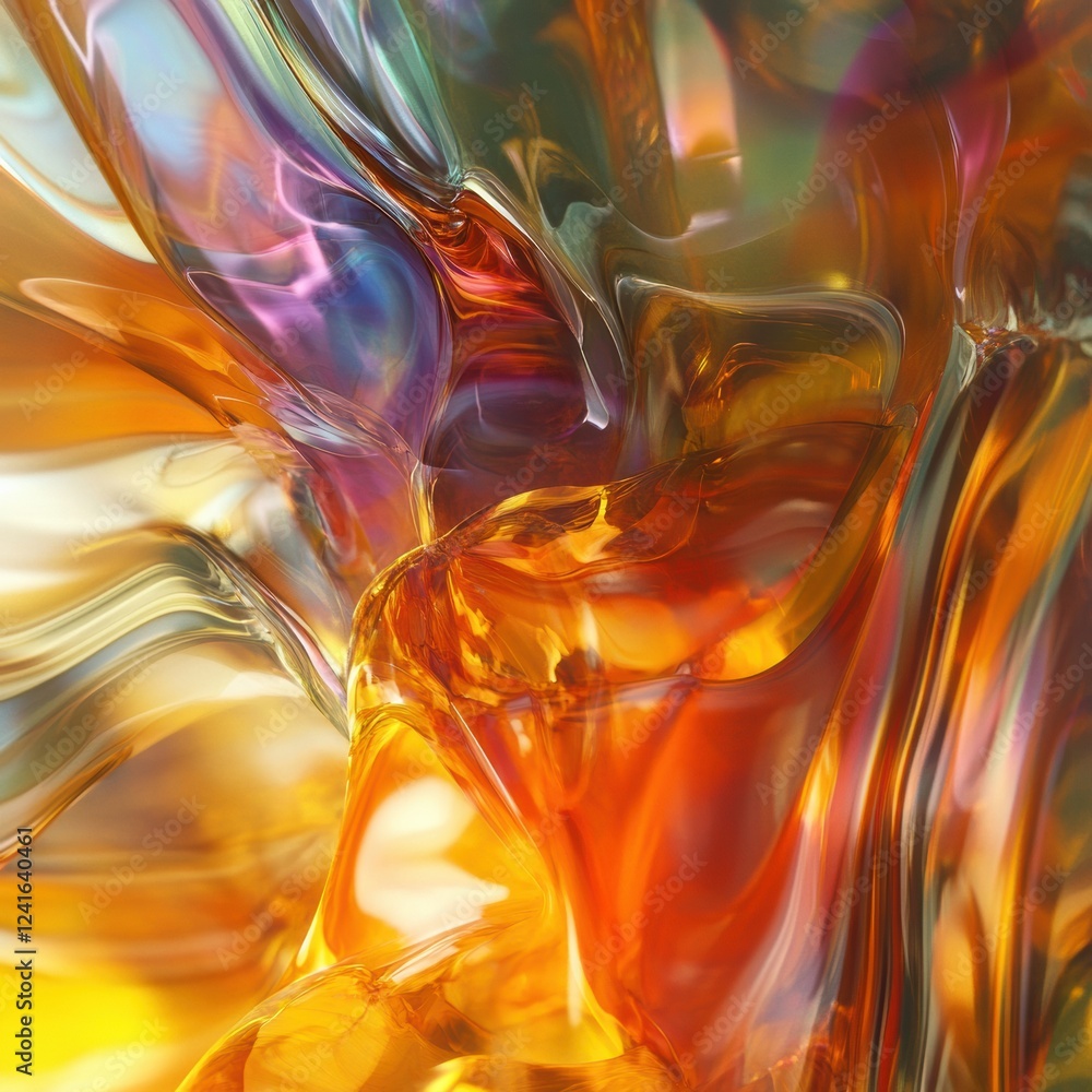 Poster colorful abstract art piece with vibrant swirling patterns and smooth textures in a radiant display 