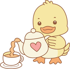 Cute Duck vector icon. Funny baby Duck animal series stock illustration. life of fluffy Duck designs.