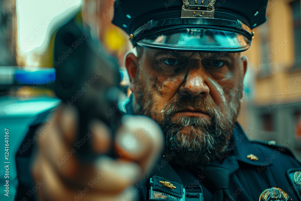 Poster generative ai image of policeman working in prison