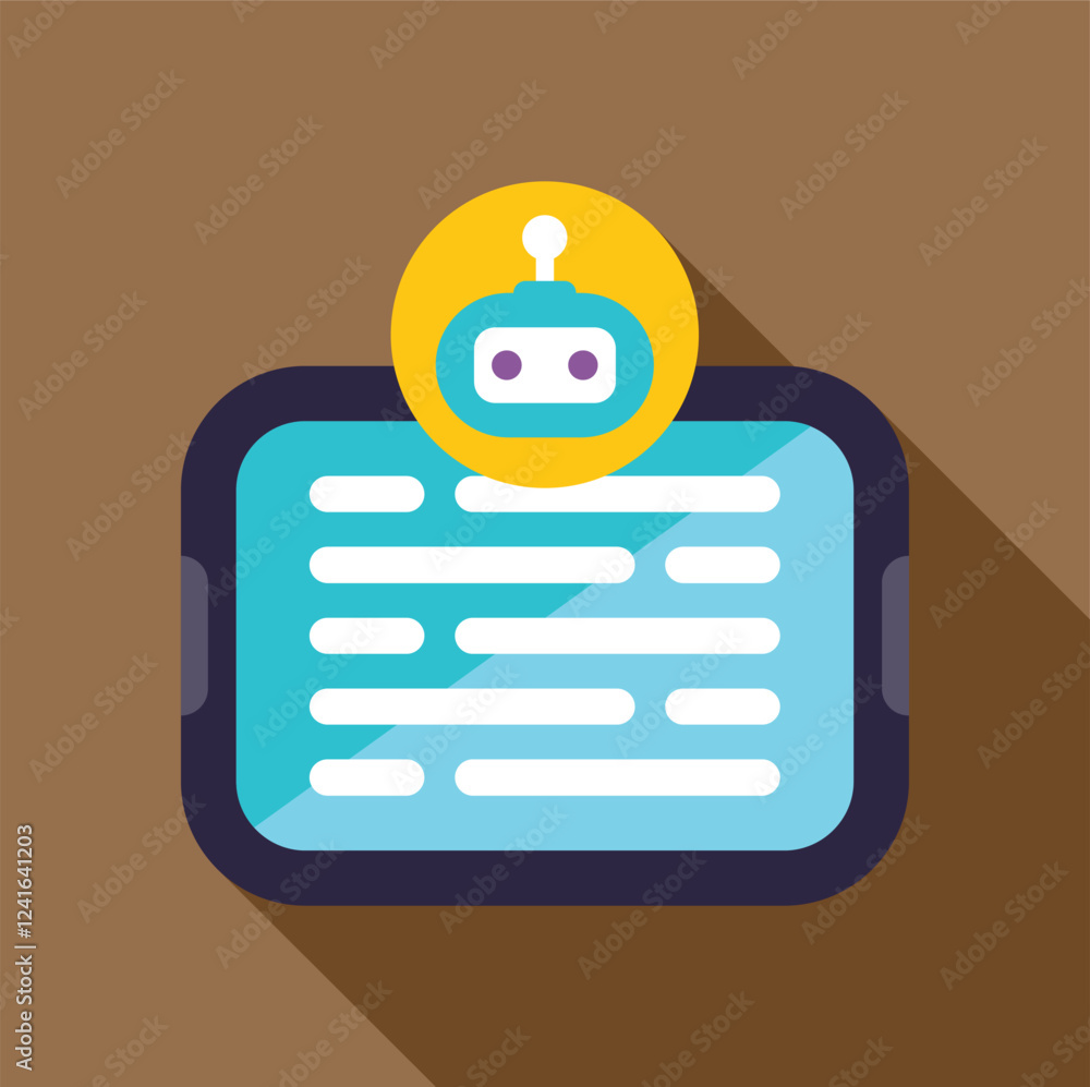 Poster chatbot icon appearing over mobile phone screen displaying a message, representing modern communicat