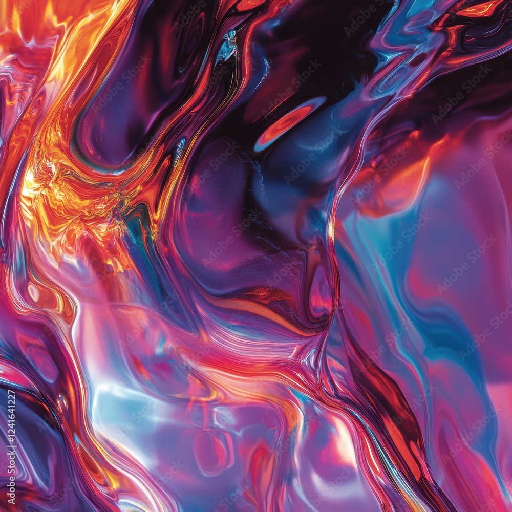 Aufkleber colorful abstract swirl of vibrant hues with a glossy texture in a geometric pattern. generative ai
