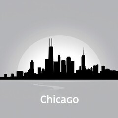 Naklejka premium Sunrise in the city silhouetted skyline cityscape architecture illustration building city vector