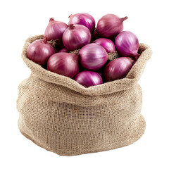 Healthy Vegetables in Jute Bag Rustic Red Onions Cutout for Transparent Background Designs