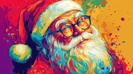 Obraz premium Bright and colorful depiction of a joyful Santa Claus spreading festive cheer during the holiday season