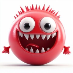 Naklejka premium tiny rubber ball monster with a shiny, bouncy surface and an energetic personality, isolated on white