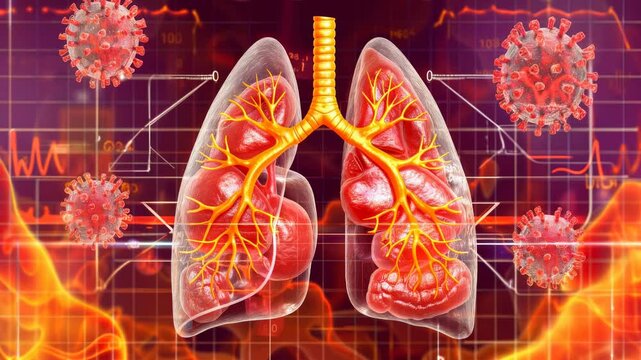 3d illustration depicting a respiratory virus infection and its impact on lung health