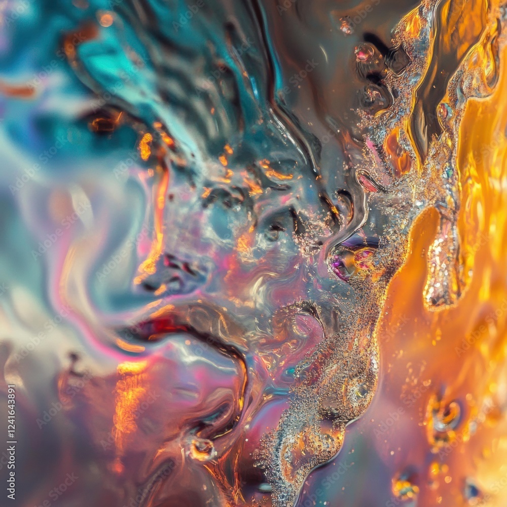 Poster colorful abstract patterns swirl in vibrant hues, capturing the essence of fluid movement and light 