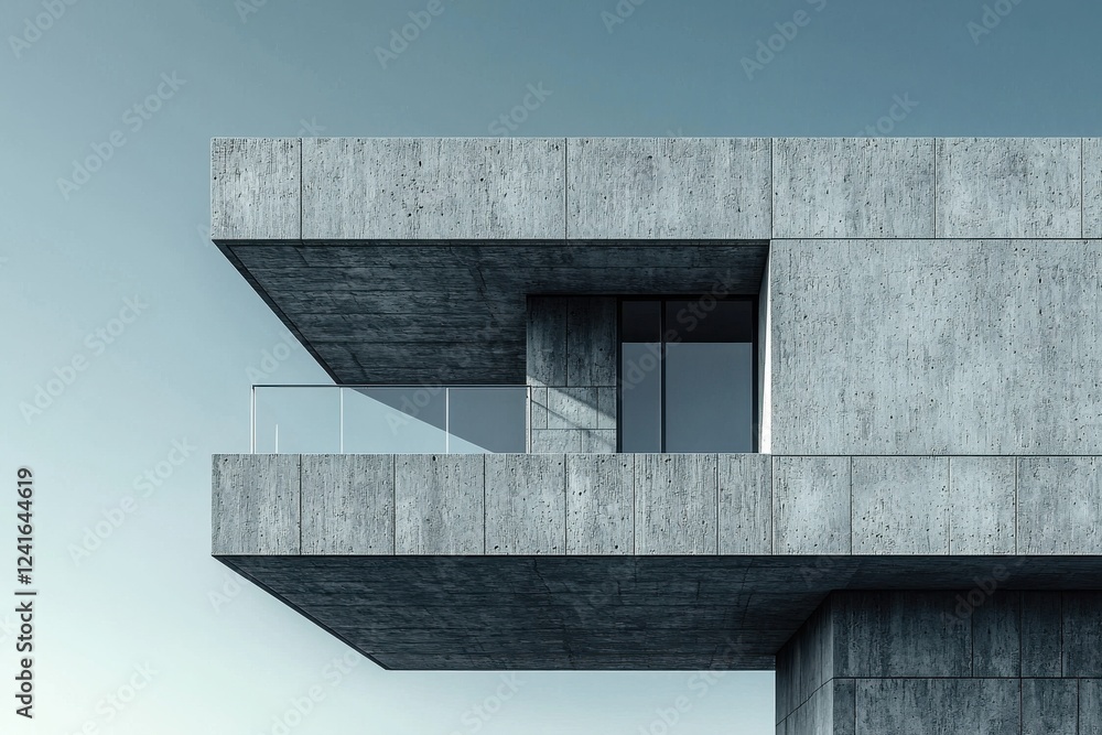 Poster modern concrete architecture design urban setting building structure minimalist exterior view contem