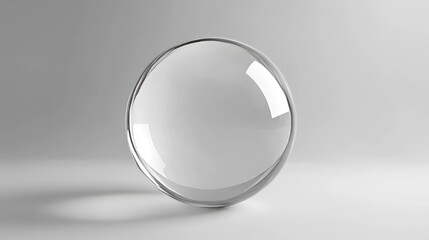 Clear glass sphere reflecting light in a minimalist setting with soft shadows