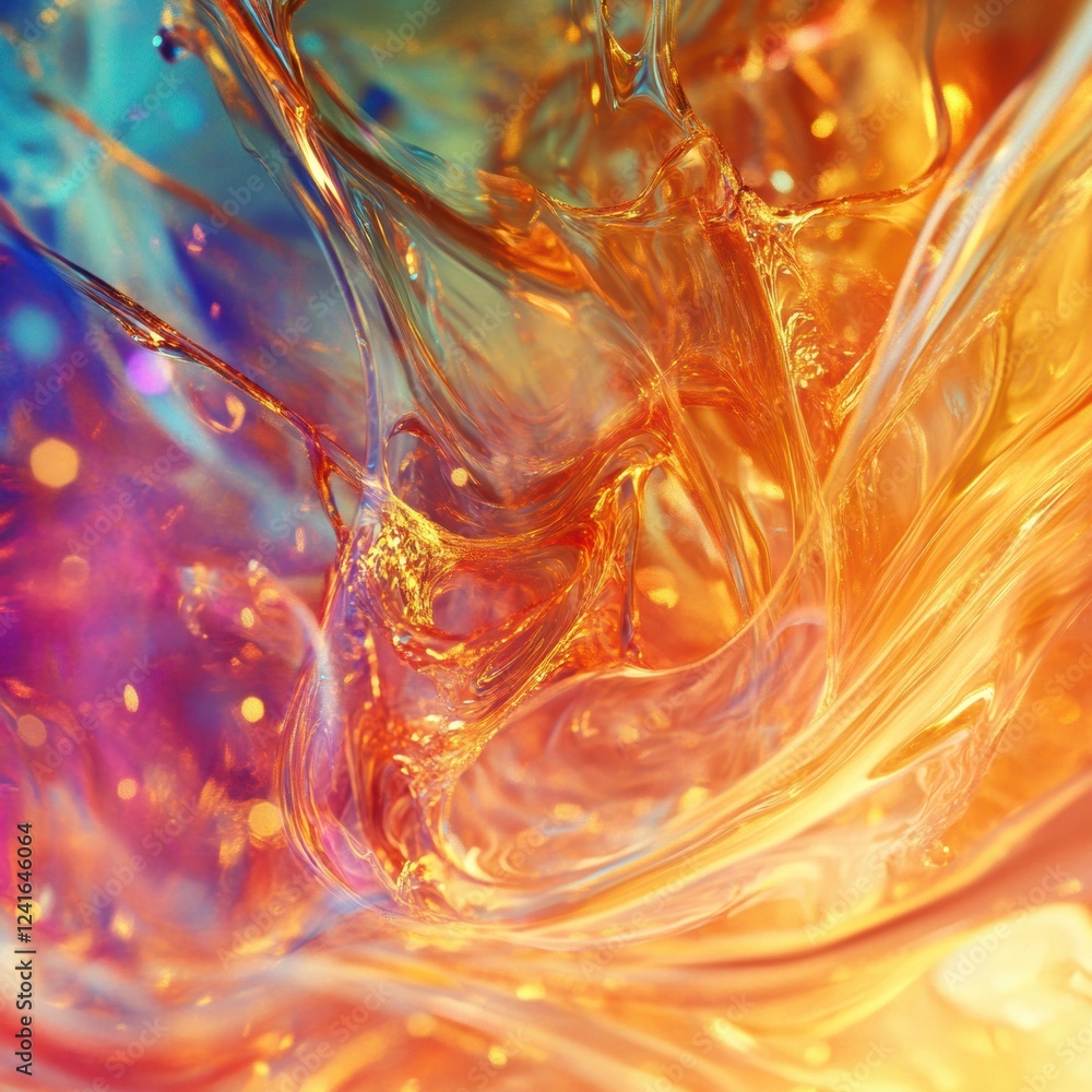 Aufkleber dynamic swirls of colorful liquid create a mesmerizing abstract art form in vibrant hues of orange a