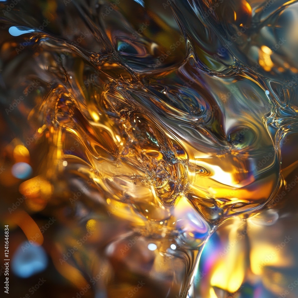 Poster beautiful swirling patterns of light and color in a liquid art piece situated in a studio under brig