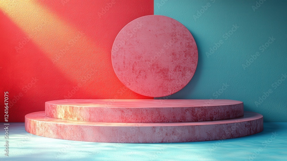 Poster dynamic circular display setup artistic studio abstract visuals minimalist environment elevated pers