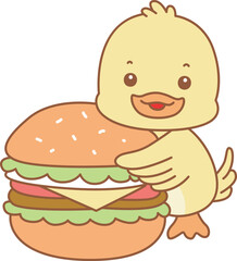 Cute Duck vector icon. Funny baby Duck animal series stock illustration. life of fluffy Duck designs.