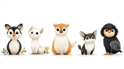 Fototapeta premium Cute Cartoon Animals Collection for Children's Artwork and Design