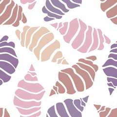 Colored shells. Seamless background for fabrics, textiles, packaging and wallpaper. Vector illustration