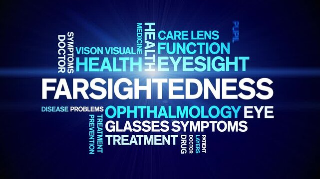 Farsightedness animated word cloud;text design animation tag kinetic typography seamless loop.