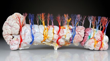 Colorful Anatomical Model of Brain and Spinal Cord