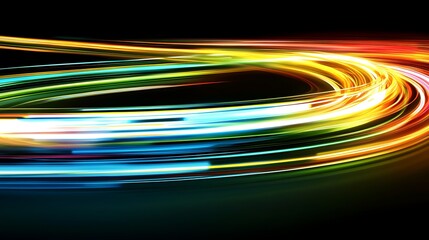 Colorful light trails swirl