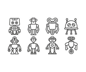 robot character icons set vector illustration