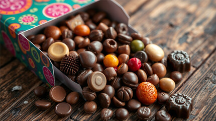 chocolate easter eggs in a basket