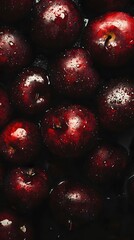  Close-up of dark red apples
