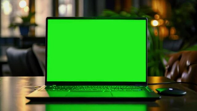 Green Screen Laptop Mockup: Modern Workspace