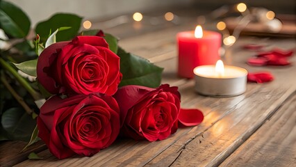 red rose and candles