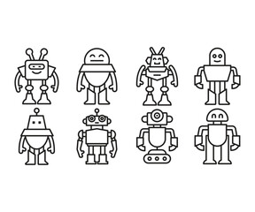 robot character icons set vector illustration