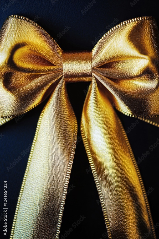Poster a golden bow is set against a dark black background, perfect for designs and compositions that requi