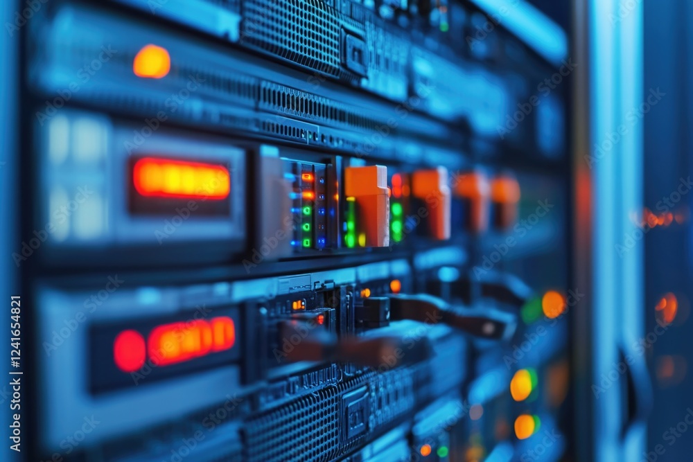 Aufkleber A row of servers in a data center or server room, suitable for use as a background image