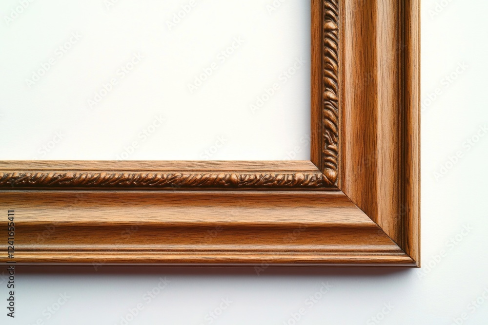 Poster A detailed view of a picture frame on a wall, featuring a rectangular border and a glass front