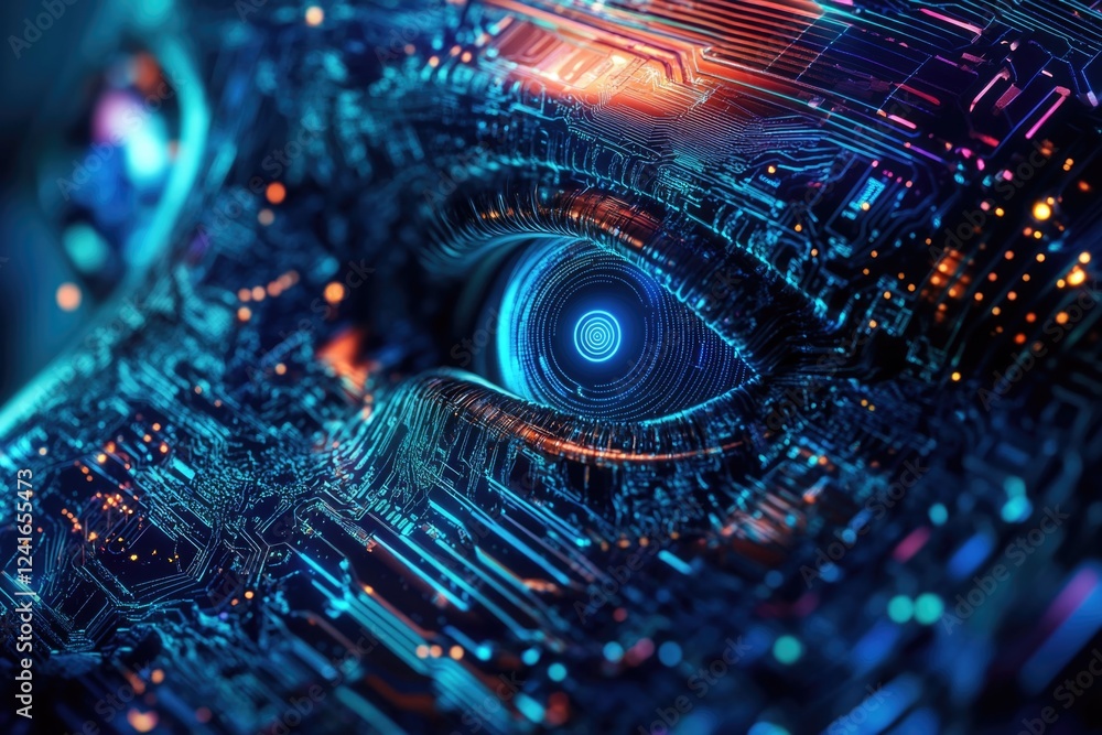 Poster a detailed view of a computer's eye-like component on the motherboard