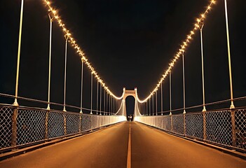 Obraz premium Suspension bridge at night - IA