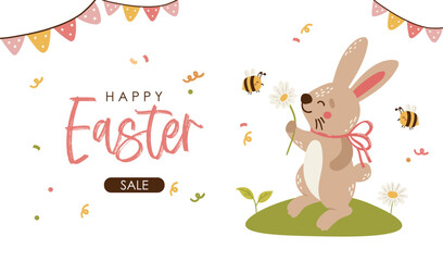 Easter cards printable, Bunny cards vector, Easter greetings cards, Sale, flyer, invitation
