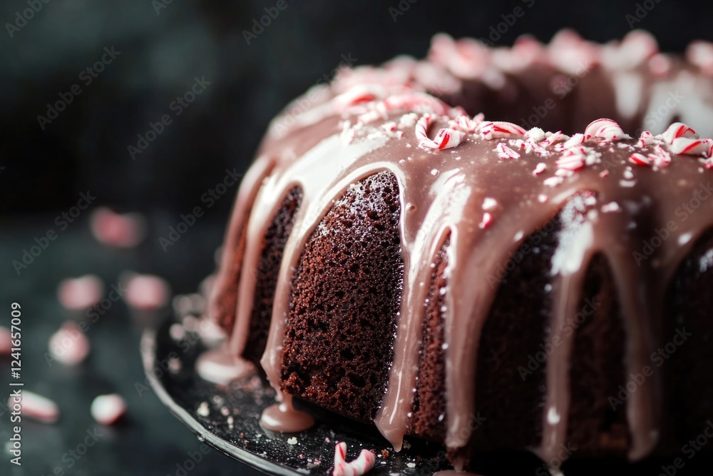 Aufkleber a delicious-looking chocolate bundt cake topped with chocolate icing and decorated with a colorful c