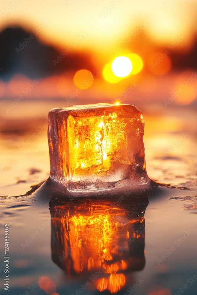 Poster a large piece of ice floating on the surface of a lake or ocean