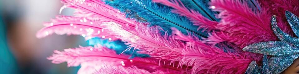 Obraz premium A detailed view of a colorful feathered headpiece, perfect for creative projects or costume designs