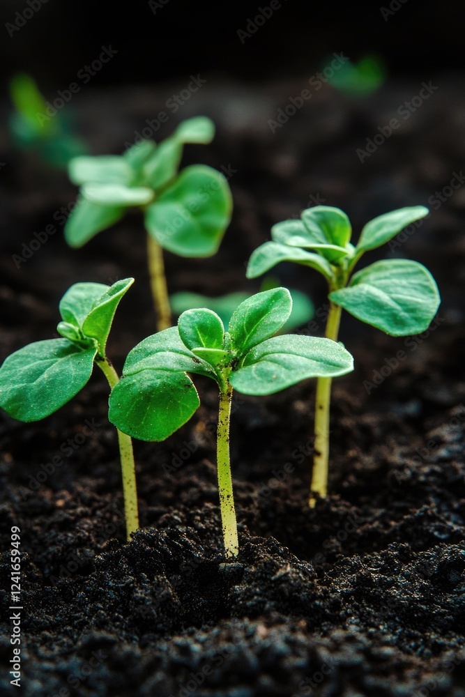 Aufkleber a close-up view of a cluster of small plants, ideal for use in illustrations or designs requiring ti
