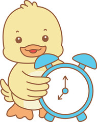 Cute Duck vector icon. Funny baby Duck animal series stock illustration. life of fluffy Duck designs.