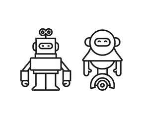 robot character icons set line vector illustration